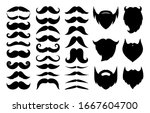 Set of moustache. Vector collection of black silhouettes mustaches and beards for logo, icon, booth, accessories, father