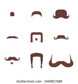 Set of moustache. Vector illustration on isolated background