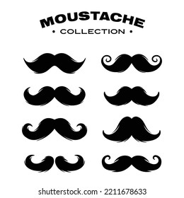 Set of moustache vector on white background