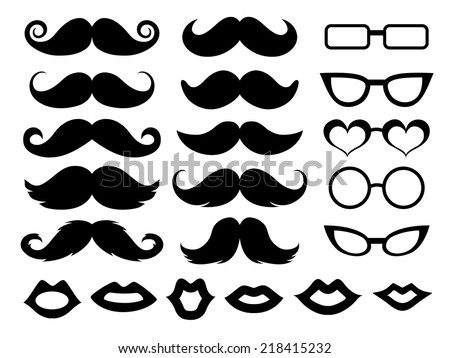 Set of moustaches, glasses and lips Foto d'archivio © 