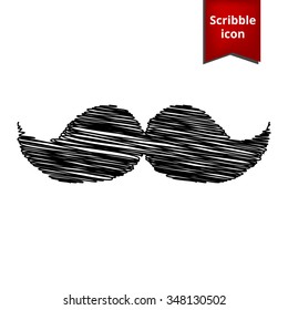 Set of moustaches icon with pen effect. Scribble icon for you design. 