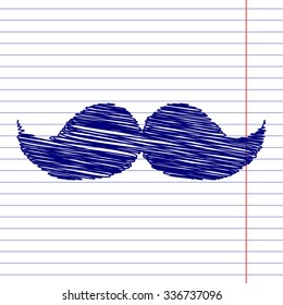 Set of moustaches icon with pen and school paper effect 