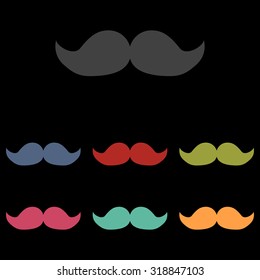 Set of moustaches icon. Vector illustration