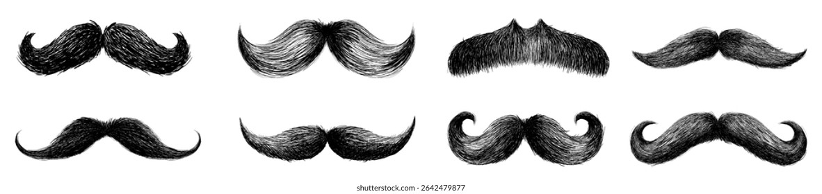 Set of moustaches vector illustration