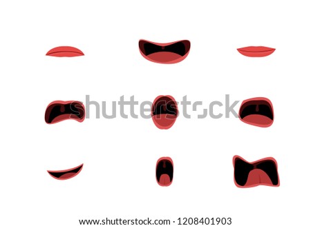 Set of mouth in cartoon style, vector art