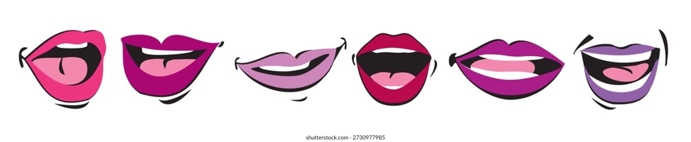 set of mouth talking vectors illustration