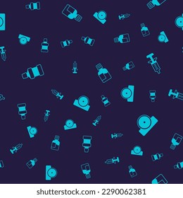 Set Mouthwash, Syringe,  and Otolaryngological head reflector on seamless pattern. Vector