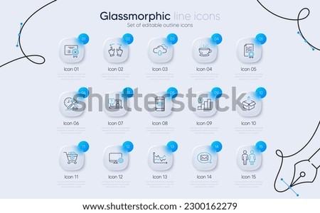 Set of Move gesture, Smartphone buying and Diagram chart line icons for web app. Coffee cup, Faq, Reject certificate icons. Certificate diploma, Send box, Rainy weather signs. Restroom. Vector