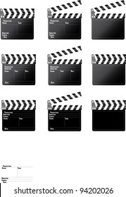 Set Of Movie Clap Board On White Background.