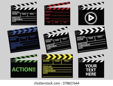 set of movie clapper board. flat vector illustration