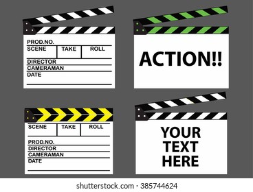 set of movie clapper board. flat vector illustration