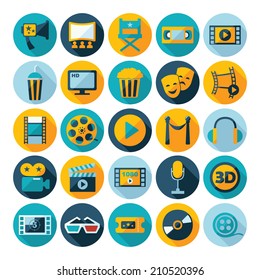 Set of movie design elements and cinema icons