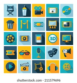 Set of movie design elements and cinema icons