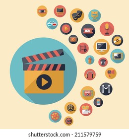 Set of movie design elements and cinema icons