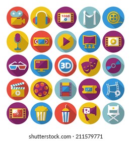 Set of movie design elements and cinema icons