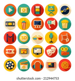 Set of movie design elements and cinema icons