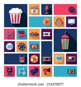 Set of movie design elements and cinema icons