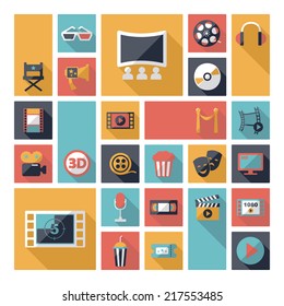 Set of movie design elements and cinema icons