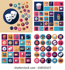 Set of movie design elements and cinema icons