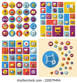 Set of movie design elements and cinema icons