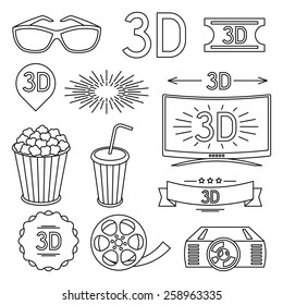 Set of movie design elements and cinema icons.