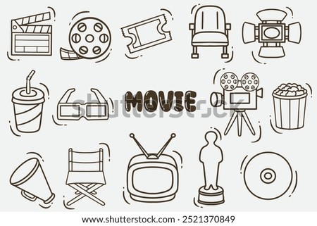 set of movie doodle good for background, wallpaper, icons, element design, etc