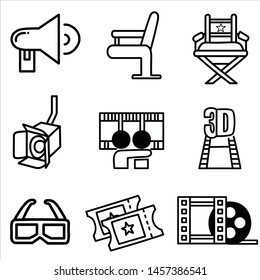 Set of movie doodle isolated on white background. vector illustration.