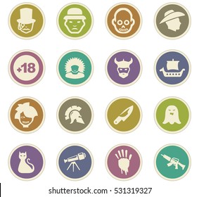 Set of movie genres black icons isolated on white. Vector illustration