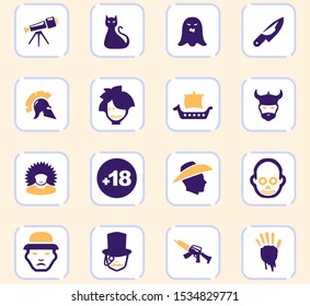 Set of movie genres color vector icons for user interface design