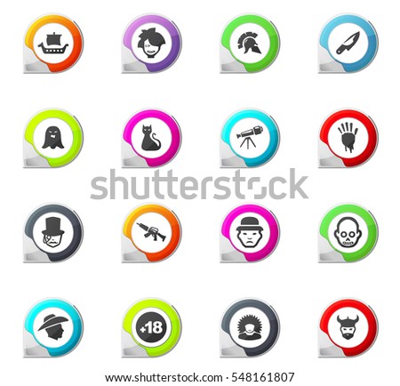 Set of movie genres pointer on the color icons for your design