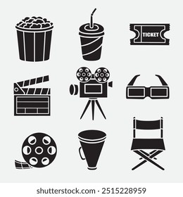 set of movie good for icons, symbols, silhouette design, element design, etc