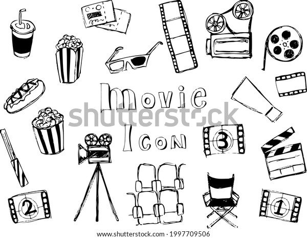 Set Movie Handwritten Illutration Stock Vector (Royalty Free ...