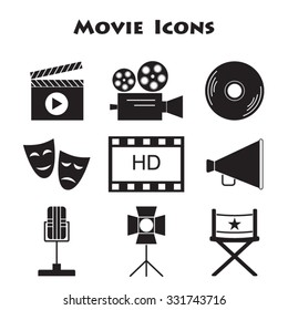Set of Movie icons, vector.