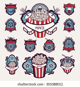 Set of movie logotypes. Vector illustration.