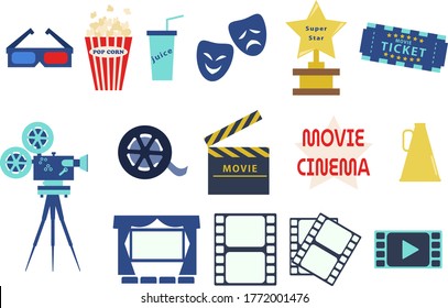 Set Of Movie Related Icon Material