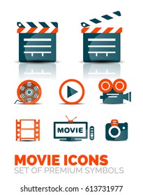 Set of movie show icons, vector premium icon collection