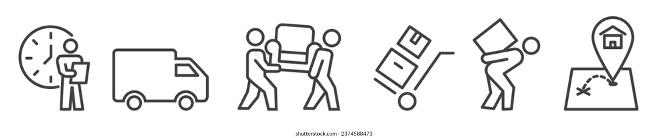 Set of Moving house services and mover - vector icon collection on white background