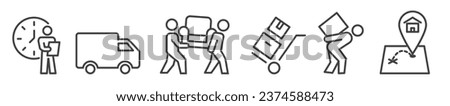 Set of Moving house services and mover - vector icon collection on white background