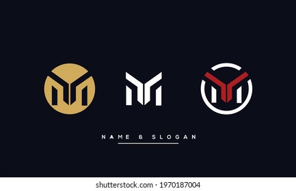 Set Of MT ,TM  Abstract Letters Logo Monogram