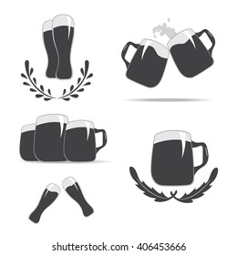Set of mug icons for beer in vector illustration.