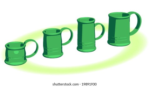 Set of mugs in cartoon style