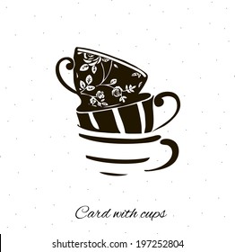 set of mugs,card with cups, vector illustration.