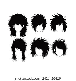 set of mullet hair. eps10