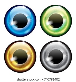 Set of multi color eyes. Vector illustration.