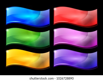 Set of multi color flag shaped backgrounds with space for your text. Vector illustration.