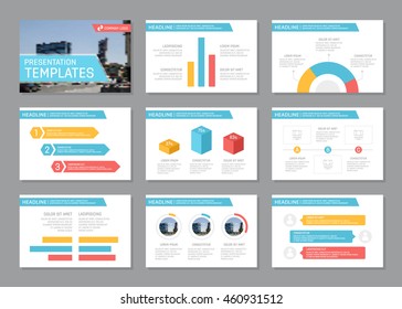 Set Blue Turquoise Template Multipurpose Presentation Stock Vector 