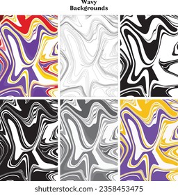 Conjunto de olas onduladas multicolores abstractas fondo de tonos de mármol