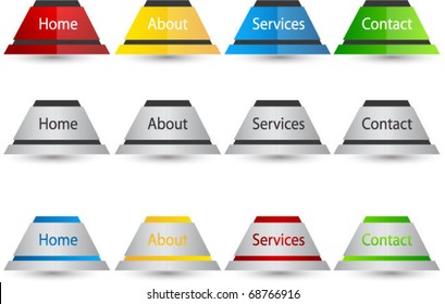set of multi color web buttons