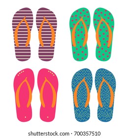 Set Multi Colored Flip Flops Different Stock Vector (Royalty Free ...