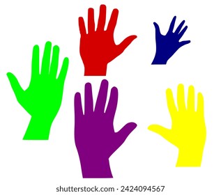 Set of multi colored palms